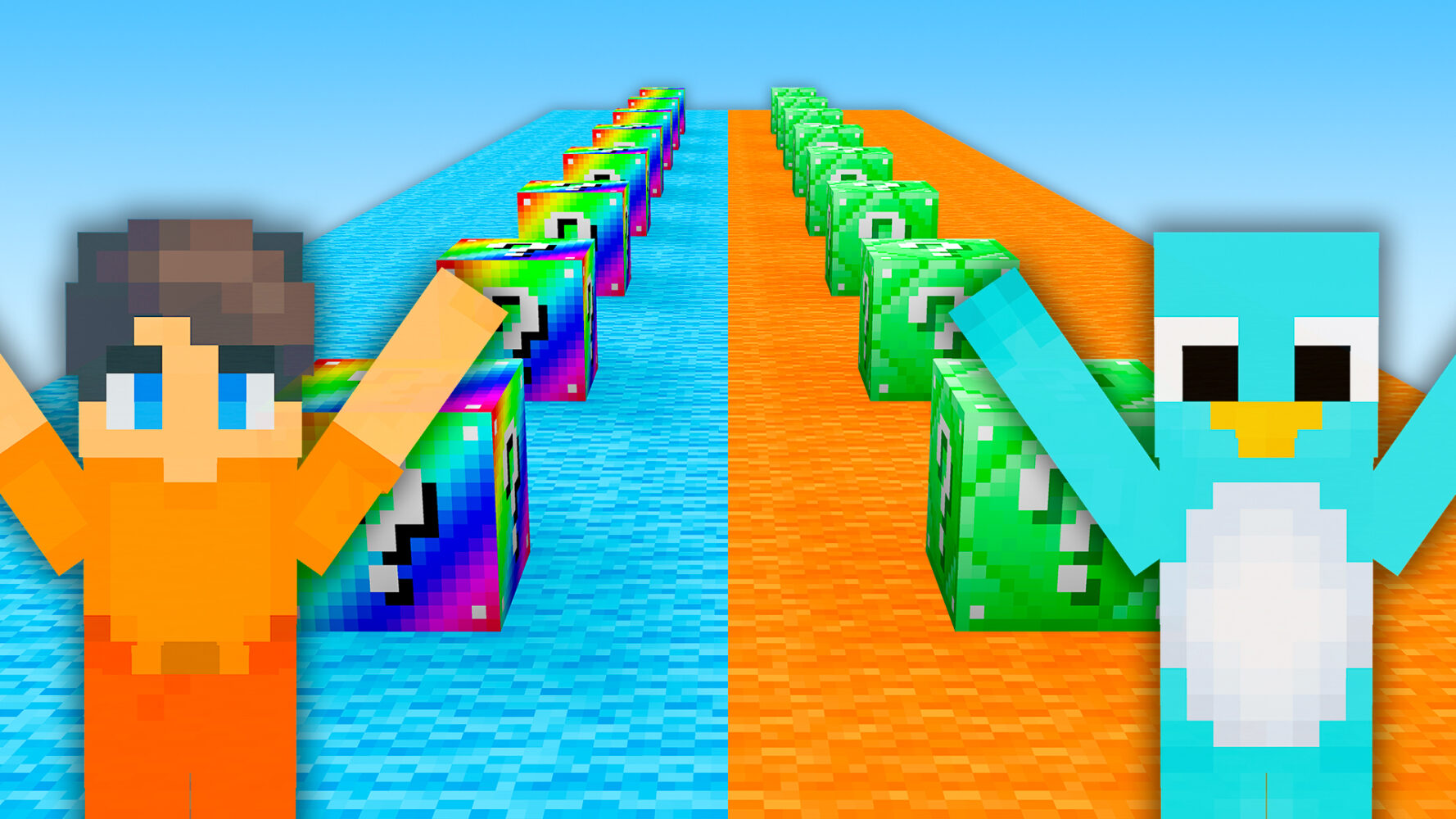 Playing a LUCKY BLOCK RACE in Minecraft!